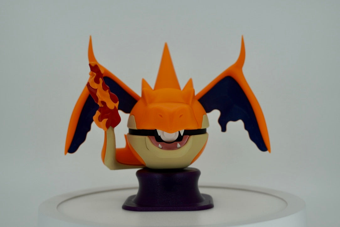 Mega Charizard Y Poké Ball – Optional Tail – 3D Printed Pokémon Display