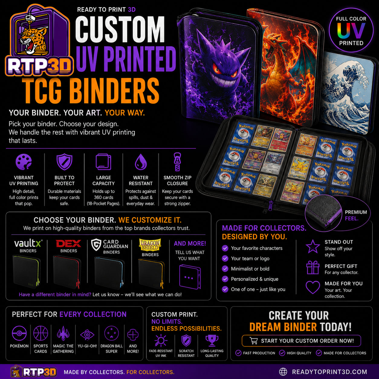 Custom UV Printed Binder – Personalized Card Binder (Pokémon, Anime, Sports & More)