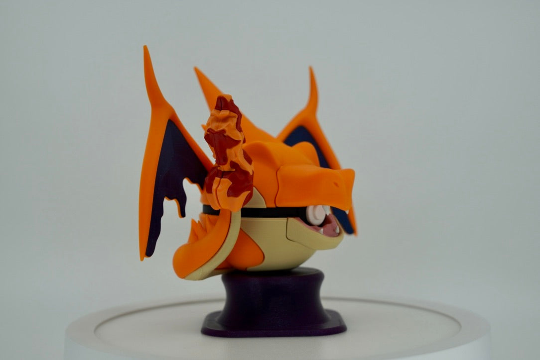 Mega Charizard Y Poké Ball – Optional Tail – 3D Printed Pokémon Display