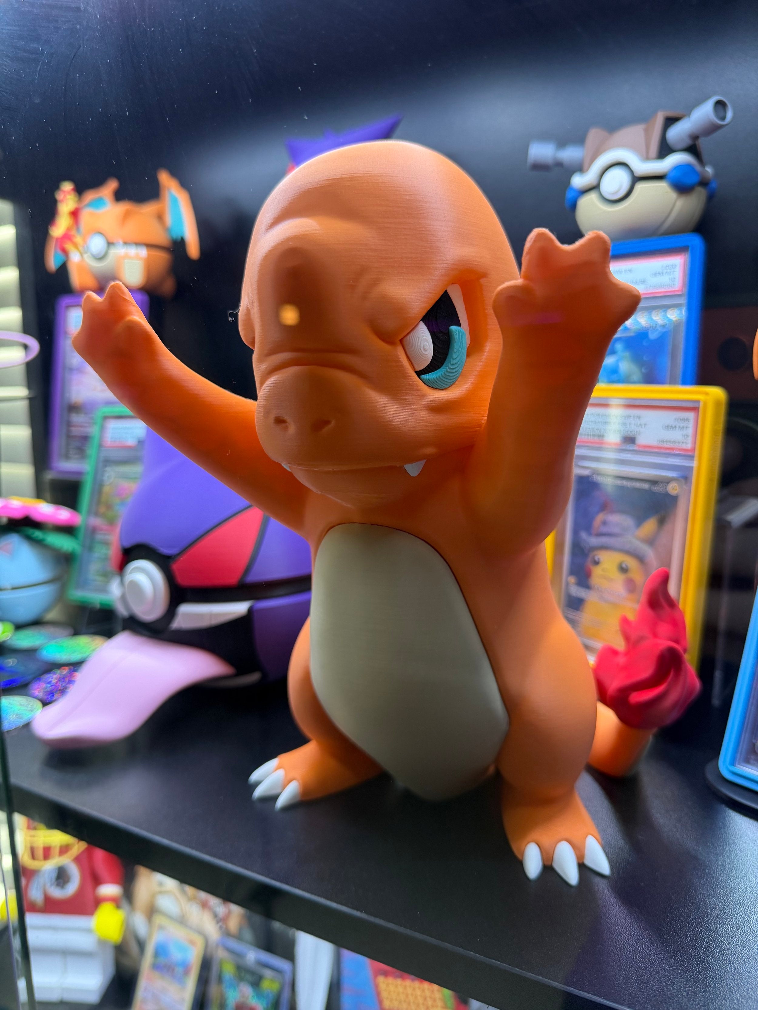 Charmander Window Presser | Pokémon Inspired 3D Window Decoration | Fire Starter Glass Display | 3D Printed Anime Decor | Gamer Gift